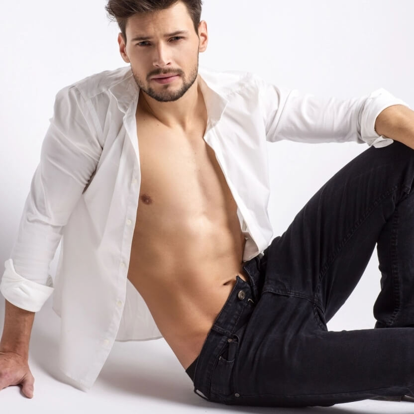 Man with open shirt